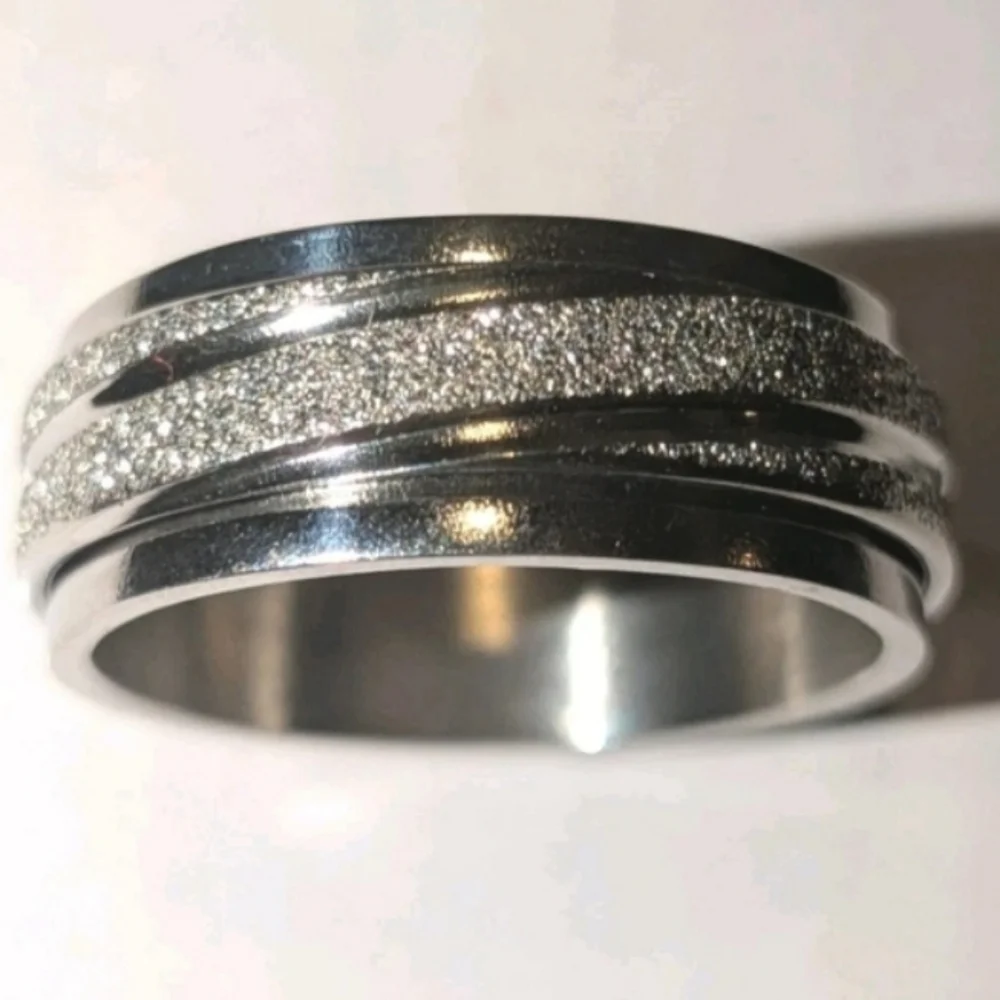 Retro High Quality Luxury 925 Sterling silver Frosted Mens Fidget Spinner Ring 9